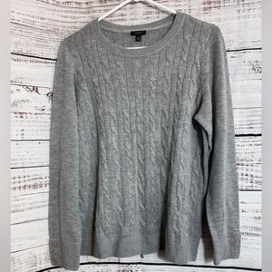 Talbots Sweater womens plus size 1x petite Cable Knit crew Neck Nylon Lamb wool